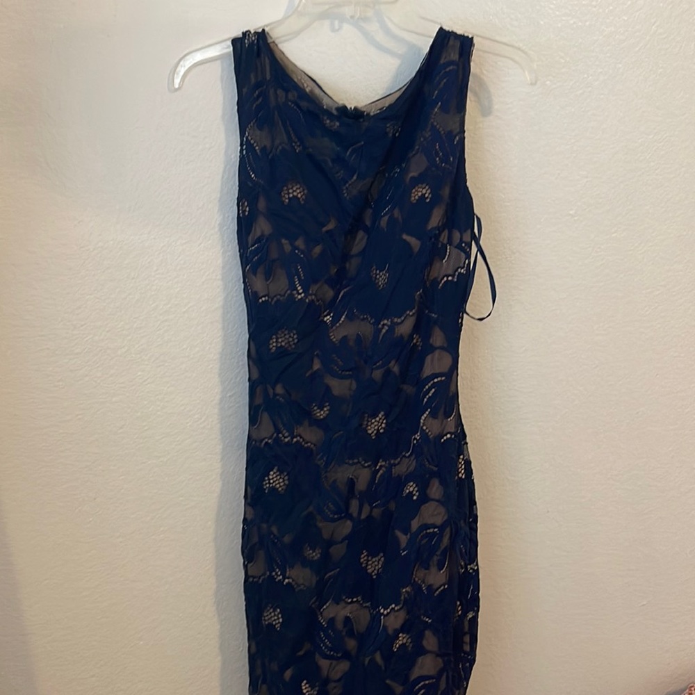 Lace navy blue mermaid tail prom or wedding guest dress